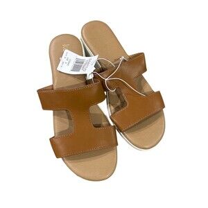 Kensie Slide Sandals Womens Size 8 Brown H-Strap Cushioned Comfort Sole